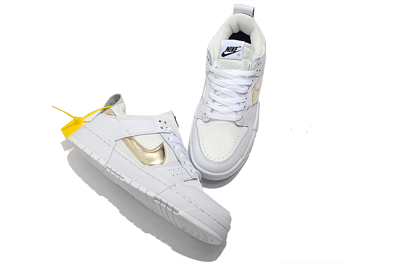 2021 Men Nike Dunk Low Disrupt White Gold Shoes - Click Image to Close